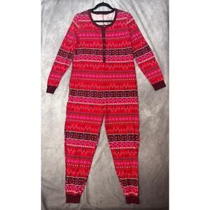 Xhilaration Christmas One Piece Pajamas Fair Isle Reindeer Cotton Y2K XL Target